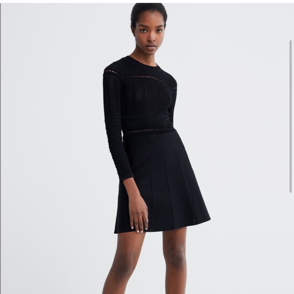 Zara Women's Black Crochet Open Knit Long Sleeve size S